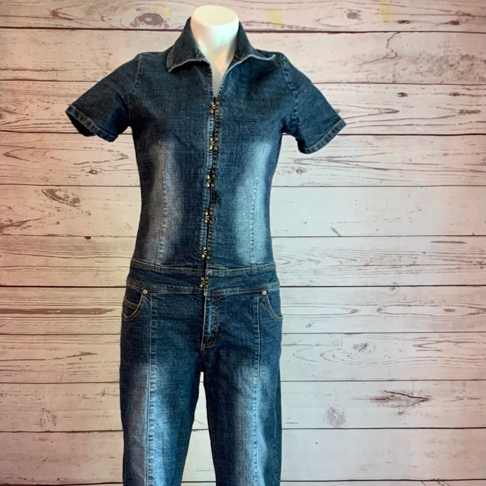 Neeso Brand Denim Jean Jumpsuit Distressed size 13